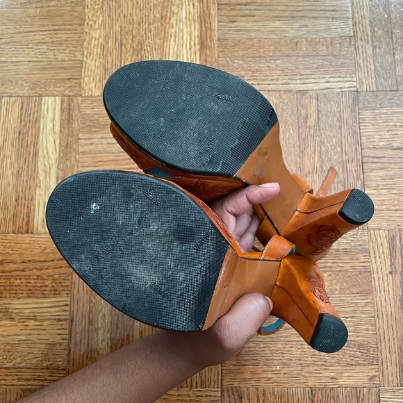 Remix Vintage Shoes Vera Cruz Peep Toe Heels in Tan US 6 - Picture 3 of 7